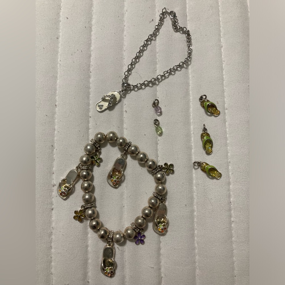 Silver Color Flip Flop Charm Bracelet Bundle